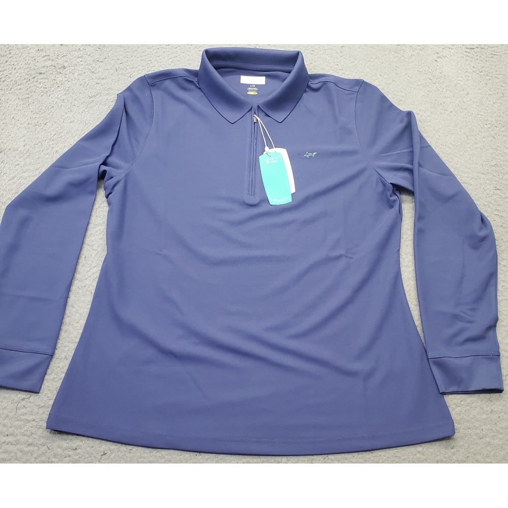 Greg Norman Golf 1/4 Zip Pullover Womens Large Blue Performance Stretch UPF Sun